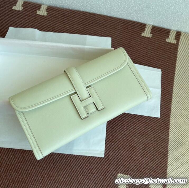 vWell Crafted Hermes Original jige swift Leather Clutch 37088 cream