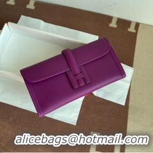 Pretty Style Hermes Original jige swift Leather Clutch 37088 purple