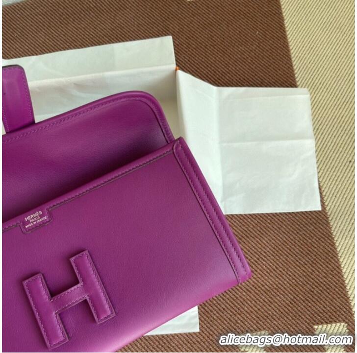 Pretty Style Hermes Original jige swift Leather Clutch 37088 purple