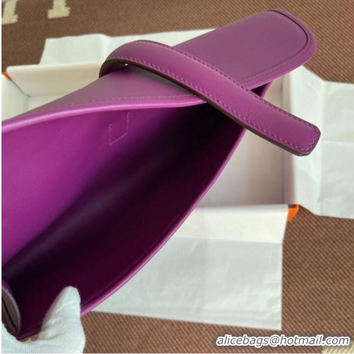 Pretty Style Hermes Original jige swift Leather Clutch 37088 purple