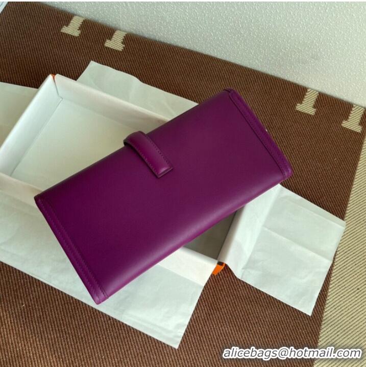 Pretty Style Hermes Original jige swift Leather Clutch 37088 purple