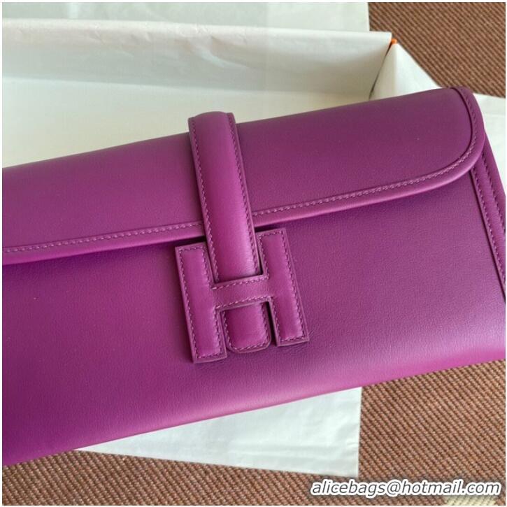 Pretty Style Hermes Original jige swift Leather Clutch 37088 purple