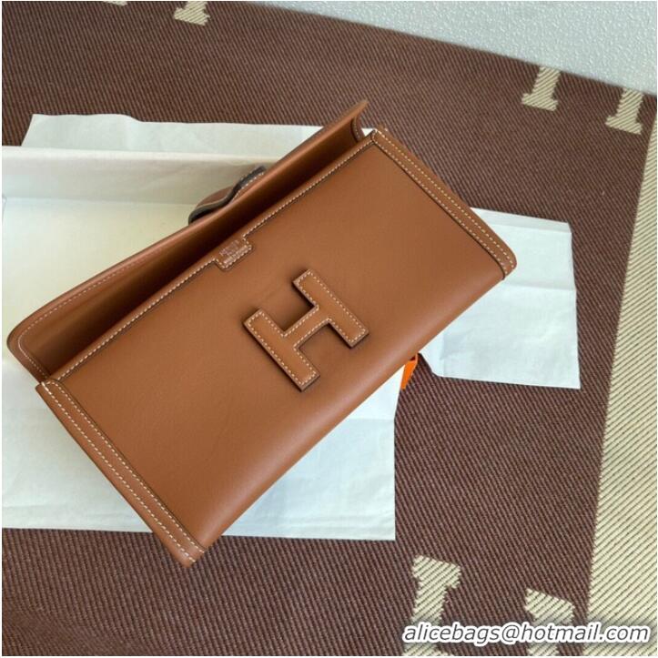 Classic Hermes Original jige swift Leather Clutch 37088 brown