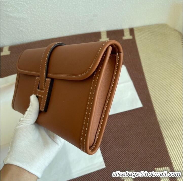 Classic Hermes Original jige swift Leather Clutch 37088 brown