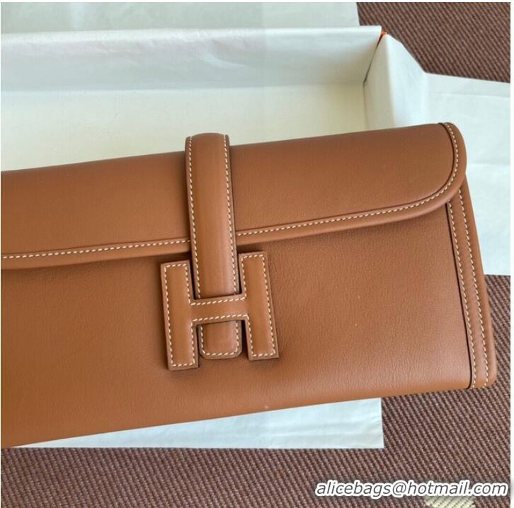 Classic Hermes Original jige swift Leather Clutch 37088 brown