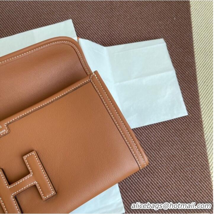 Classic Hermes Original jige swift Leather Clutch 37088 brown