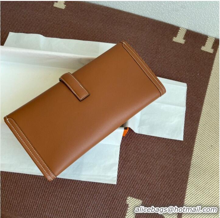 Classic Hermes Original jige swift Leather Clutch 37088 brown