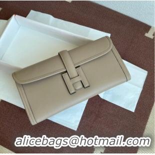 Reasonable Price Hermes Original jige swift Leather Clutch 37088 light gray