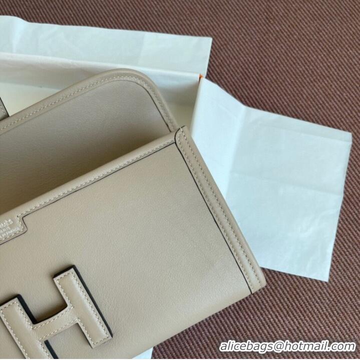 Reasonable Price Hermes Original jige swift Leather Clutch 37088 light gray