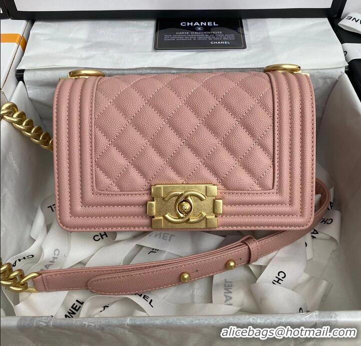 Top Grade Boy Chanel Flap Shoulder Bag Leather A67085 Pink