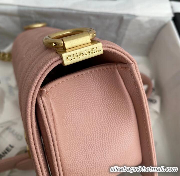 Top Grade Boy Chanel Flap Shoulder Bag Leather A67085 Pink