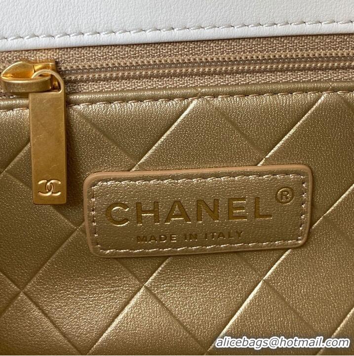 Top Quality Chanel Original Leather Pearl Hairpin Badge Bag AS2979 White