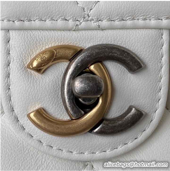 Top Quality Chanel Original Leather Pearl Hairpin Badge Bag AS2979 White