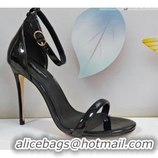 Super Quality Dolce & Gabbana DG Patent Leather Sandals 10.5cm 121507 Black