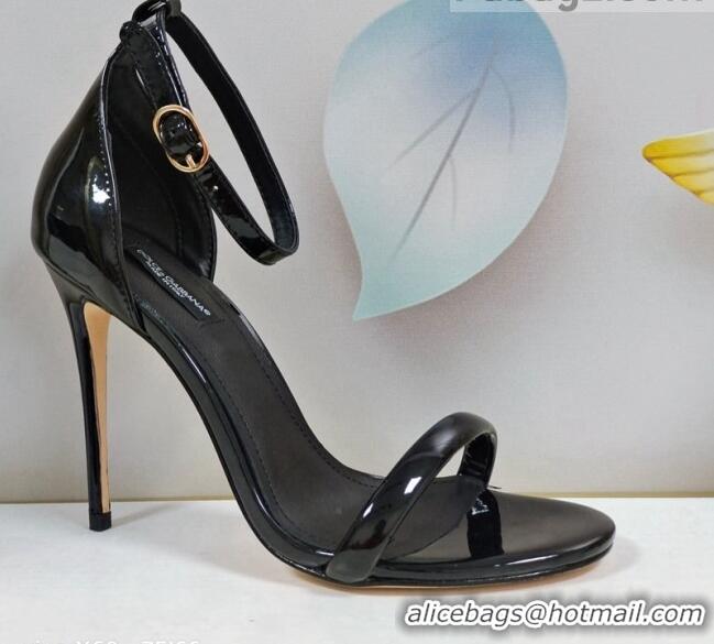 Super Quality Dolce & Gabbana DG Patent Leather Sandals 10.5cm 121507 Black