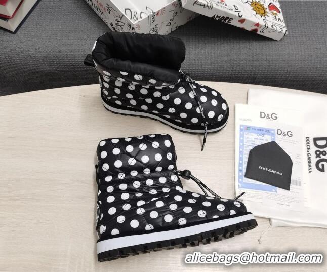 New Style Dolce & Gabbana DG Dotted Down Snow Ankle Boots 121515 Black/White