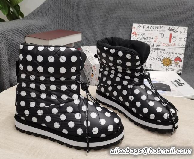 New Style Dolce & Gabbana DG Dotted Down Snow Ankle Boots 121515 Black/White