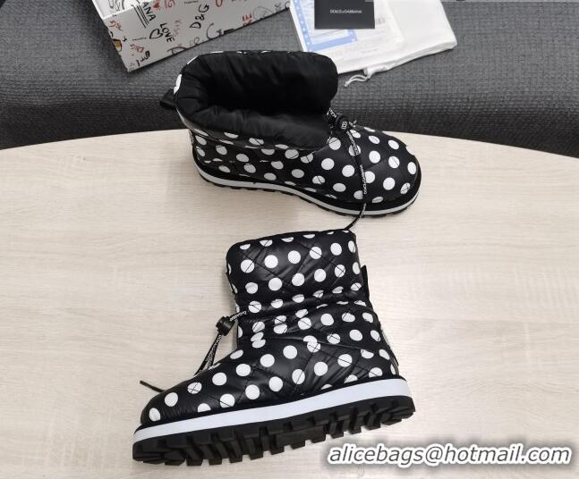 New Style Dolce & Gabbana DG Dotted Down Snow Ankle Boots 121515 Black/White