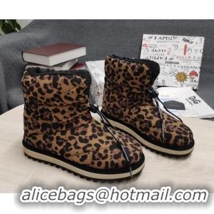 Good Quality Dolce & Gabbana DG Leopard Print Down Snow Ankle Boots 121516 Brown