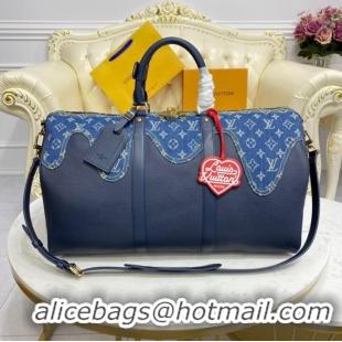 Discount Louis Vuitton KEEPALL BANDOULIERE 50 M45975 blue