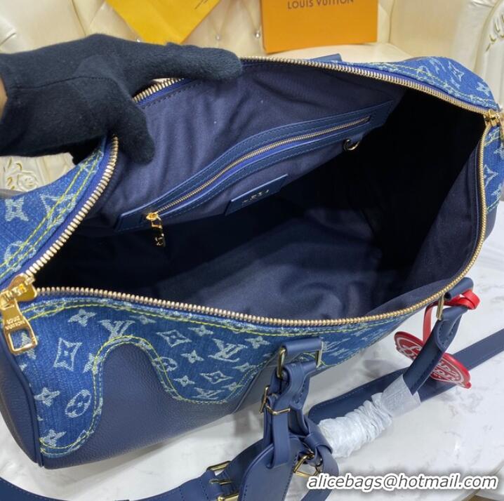 Discount Louis Vuitton KEEPALL BANDOULIERE 50 M45975 blue