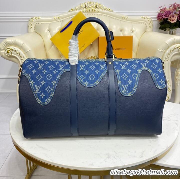 Discount Louis Vuitton KEEPALL BANDOULIERE 50 M45975 blue