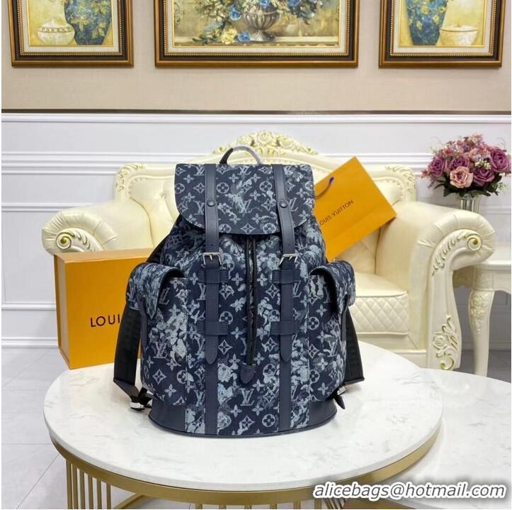 Modern Classic Louis Vuitton Monogram Tapestry Denim Backpack M57280 Dark Blue