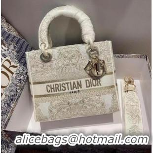 Well Crafted Dior MEDIUM LADY D-LITE BAG Embroidered M0565OJA Cream