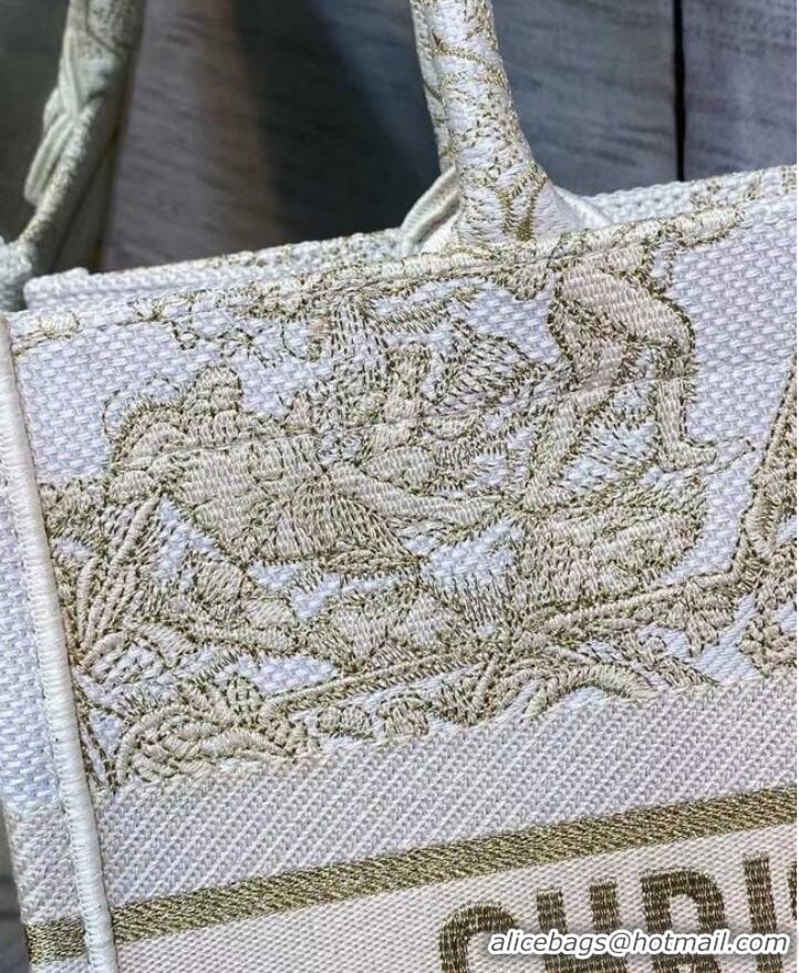 Pretty Style SMALL DIOR BOOK TOTE Embroidery C1287-7 cream