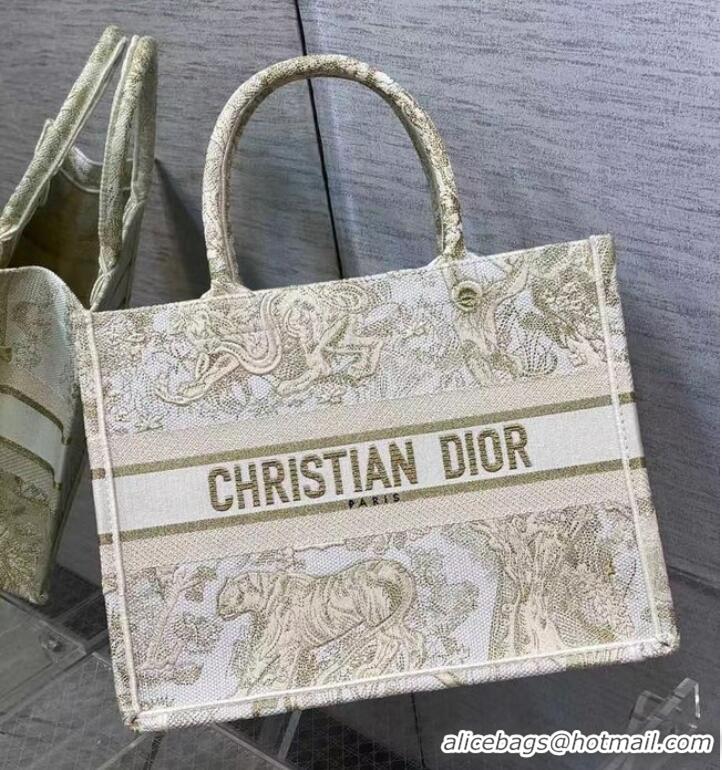 Pretty Style SMALL DIOR BOOK TOTE Embroidery C1287-8 cream