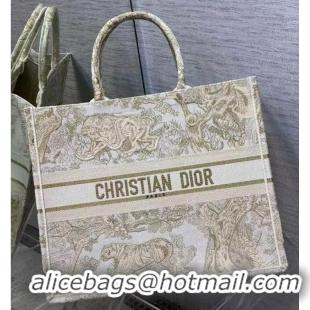 Buy Inexpensive DIOR BOOK TOTE Embroidery C1286-8 Cream