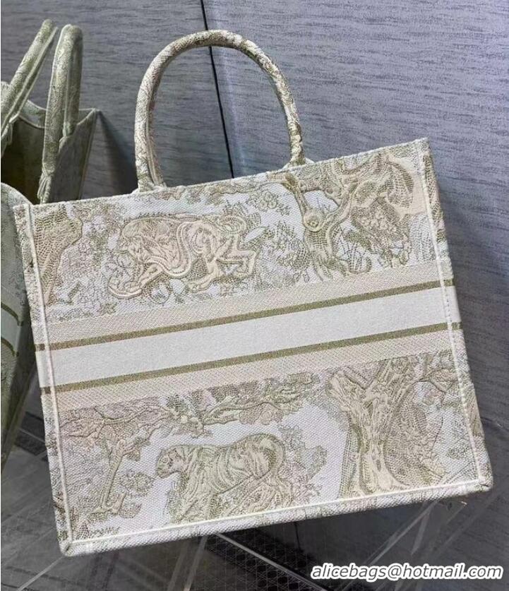 Buy Inexpensive DIOR BOOK TOTE Embroidery C1286-8 Cream