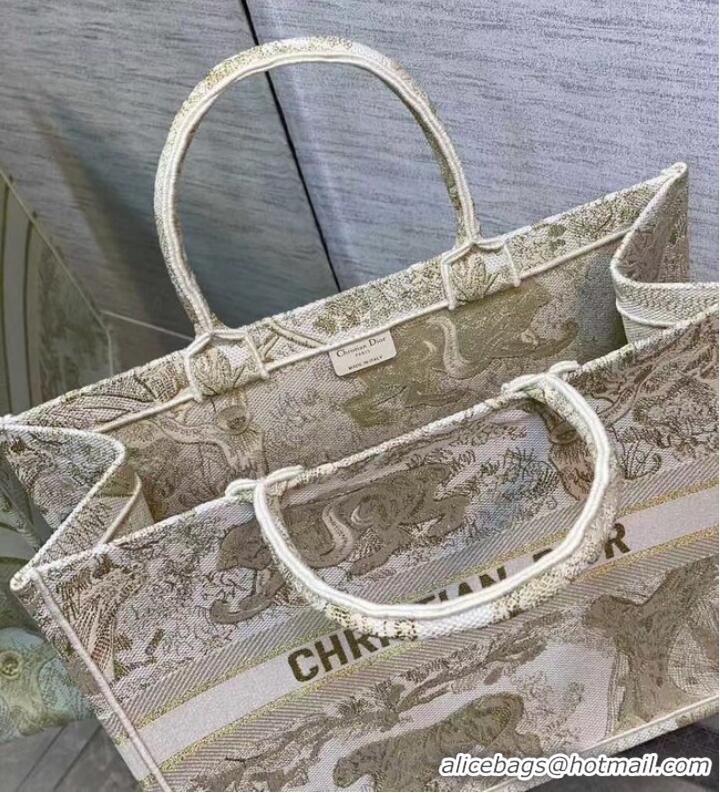 Buy Inexpensive DIOR BOOK TOTE Embroidery C1286-8 Cream