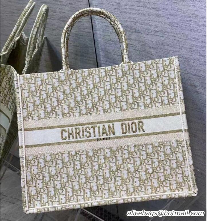 Inexpensive DIOR BOOK TOTE Embroidery C1286-9 cream