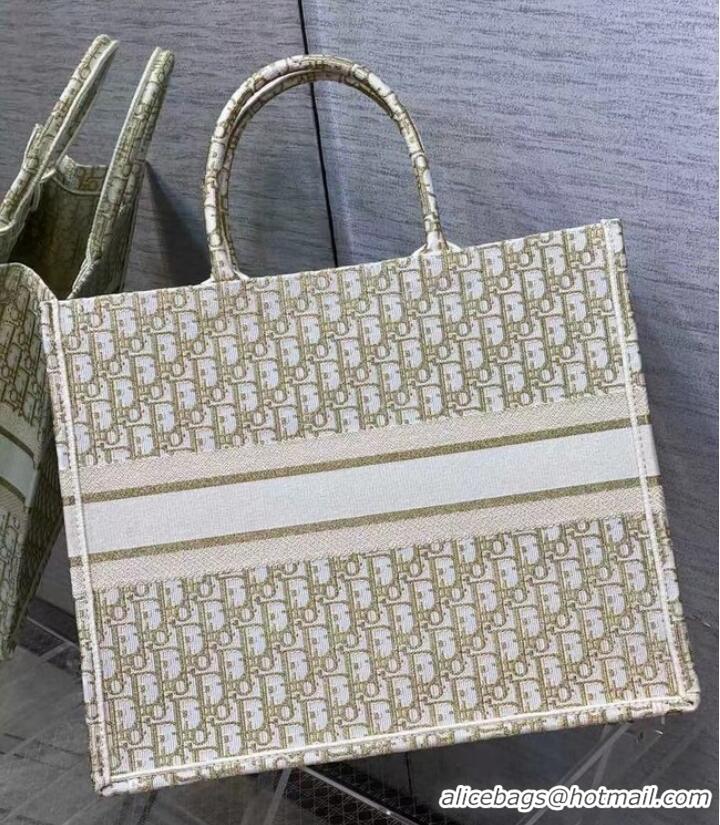 Inexpensive DIOR BOOK TOTE Embroidery C1286-9 cream