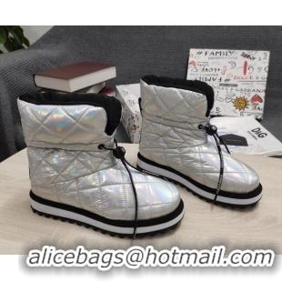 Shop Duplicate Dolce & Gabbana DG Iridescent Down Snow Ankle Boots Silver 121518