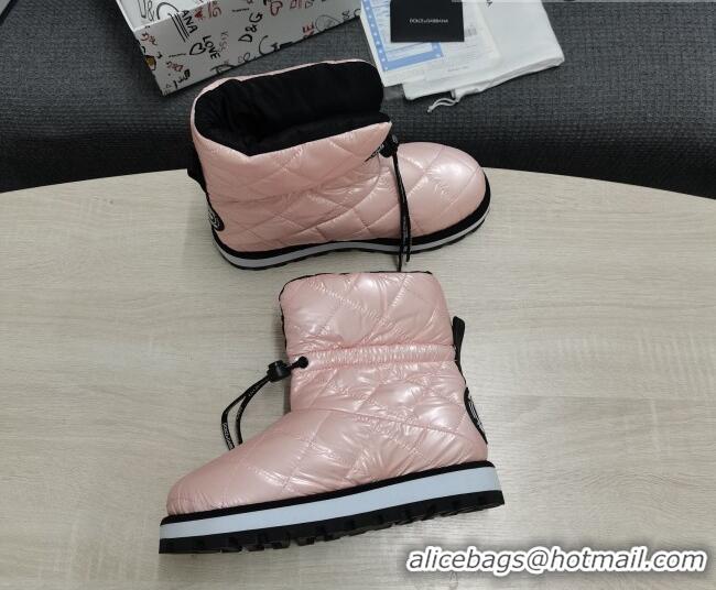 Shop Duplicate Dolce & Gabbana DG Iridescent Down Snow Ankle Boots 121518 Pink