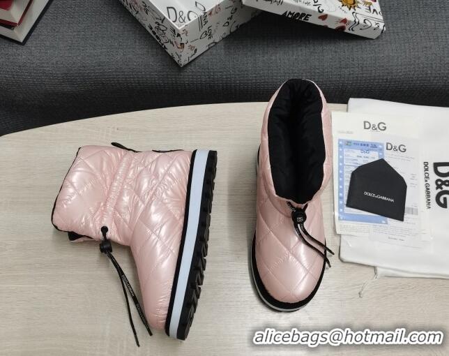 Shop Duplicate Dolce & Gabbana DG Iridescent Down Snow Ankle Boots 121518 Pink