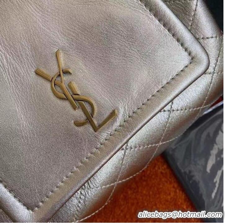 Popular Style YSL MONOGRAM MINI NOLITA IN LAME LEATHER 672738 PALE PINK