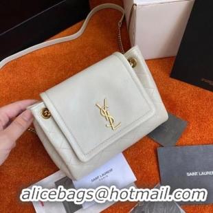 Famous Brand YSL MONOGRAM MINI NOLITA IN LAME LEATHER 672738 BLANC VINTAGE