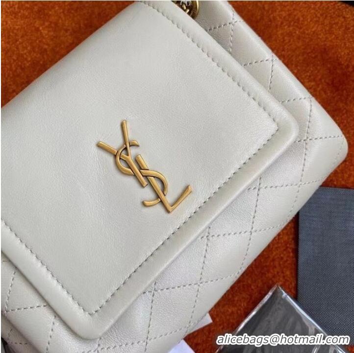 Famous Brand YSL MONOGRAM MINI NOLITA IN LAME LEATHER 672738 BLANC VINTAGE