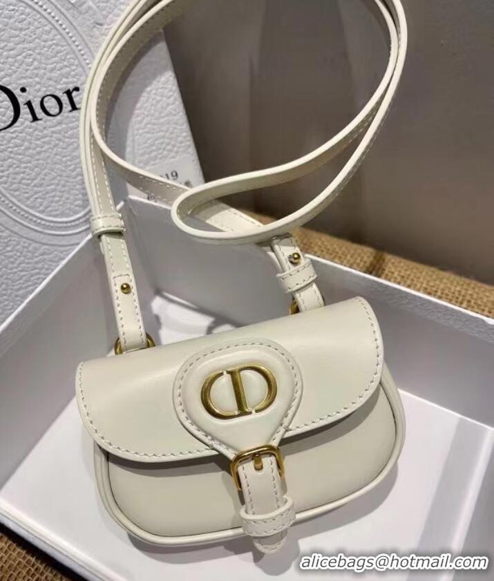 Classic MINI DIOR BOBBY BAG Warm Taupe Box Calfskin S5109U WHITE