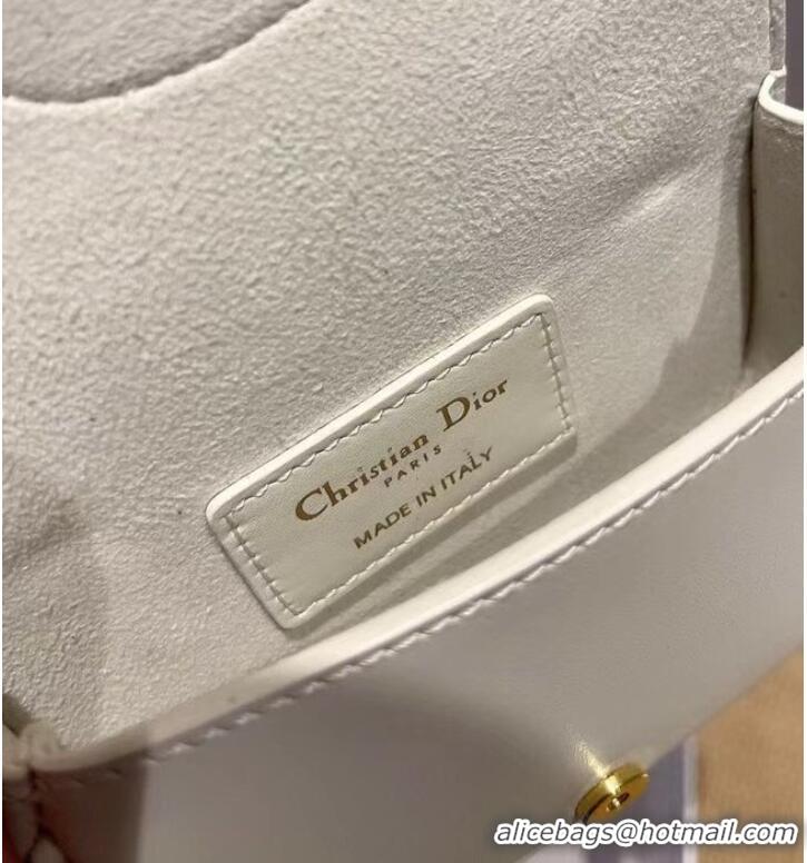 Classic MINI DIOR BOBBY BAG Warm Taupe Box Calfskin S5109U WHITE