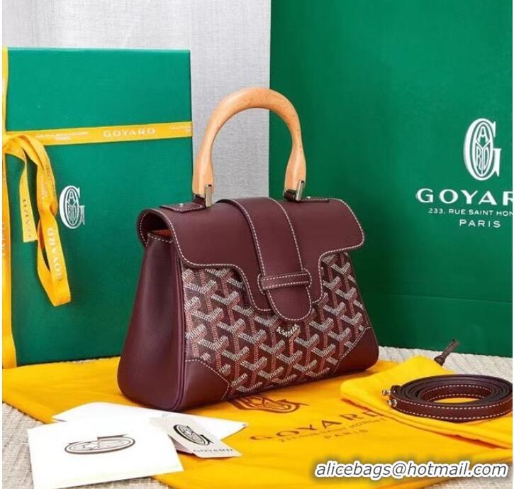 Inexpensive Goyard Calfskin Leather saigon mini Tote Bag 9955 Wine