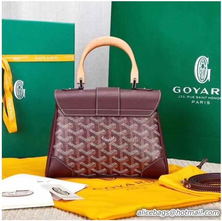 Inexpensive Goyard Calfskin Leather saigon mini Tote Bag 9955 Wine