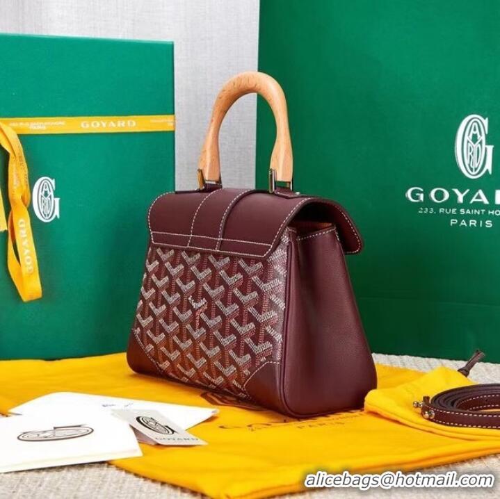 Inexpensive Goyard Calfskin Leather saigon mini Tote Bag 9955 Wine