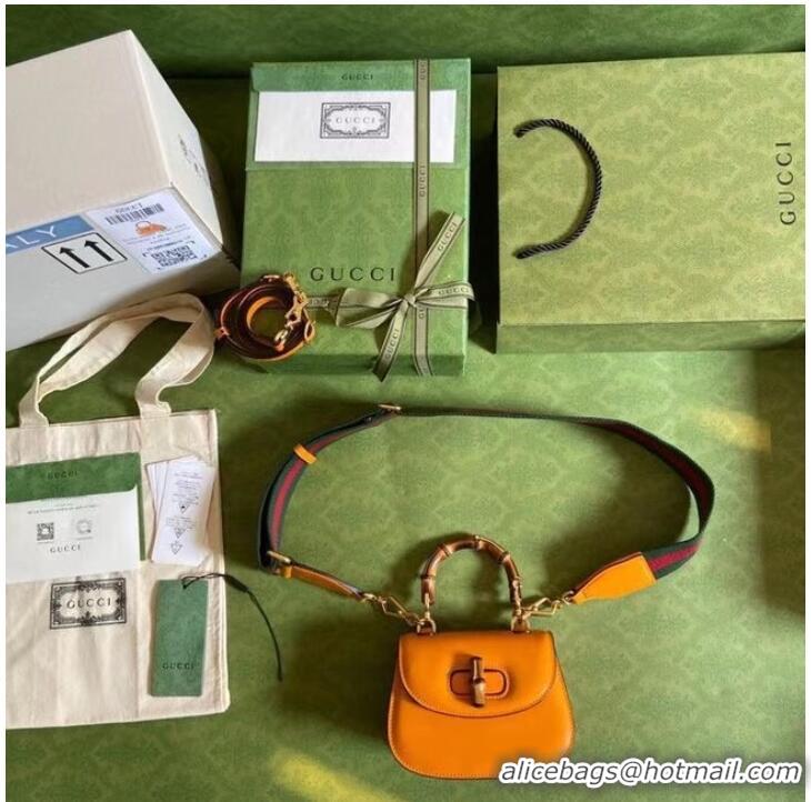 Super Quality Gucci Mini top handle bag with Bamboo 686864 yellow