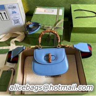 Promotional Gucci Mini top handle bag with Bamboo 686864 Blue