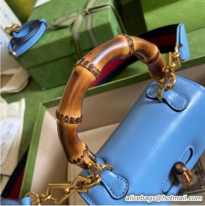 Promotional Gucci Mini top handle bag with Bamboo 686864 Blue