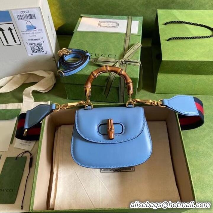 Promotional Gucci Mini top handle bag with Bamboo 686864 Blue